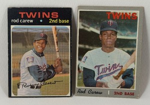 Rod Carew 2 Card 1970 and 1971 Topps Vintage Baseball Cards Minnesota Twins