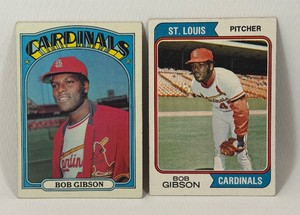 Bob Gibson 2 Card 1972 and 1974 Vintage Baseball Card Lot