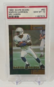 Marvin Harrison RC PSA 10 GEM MINT Graded Slab 1996 Score Board NFL Lasers #82 Rookie Football Card