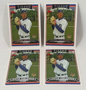 (4) Justin Verlander RCs 2006 Topps #641 Rookie Baseball Cards