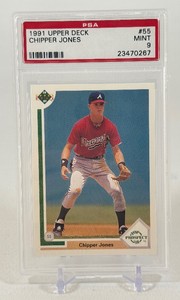 Chipper Jones RC PSA 9 Mint Graded Slab 1991 Upper Deck #55 Rookie Baseball Card