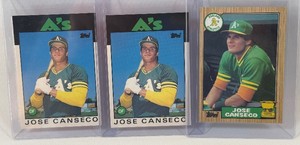 Jose Canseco RCs 1986 Topps Traded #20T  1987 Topps Rookie Cup #620 3 Card Baseball Lot