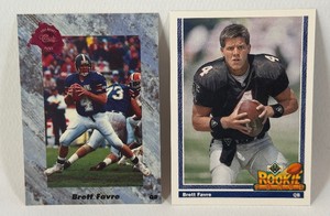 Brett Favre 2 Card RC Lot 1991 Upper Deck and Classig Rookie Football Cards