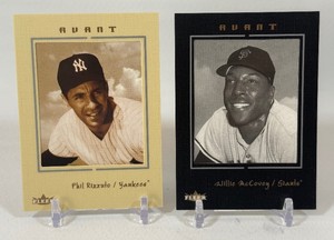 Willie McCovey and Phil Rizzuto 2 Numbered Card Lot 2003 Fleer Avant #69 and #70 199 and 799 Baseball Cards