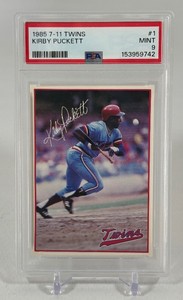 Kirby Puckett RC PSA 9 Mint Graded Slab 1985 7-11 Twins #1 Vintage Rookie Baseball Card