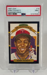 Kirby Puckett PSA 9 Mint Graded Slab 1987 Leaf Diamond Kings #19 Minnesota Twins Baseball Card