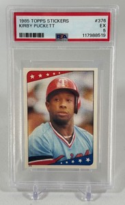 Kirby Puckett RC PSA 5 EX Graded Slab 1985 Topps Stickers #376 Vintage Rookie Minnesota Twins Baseball Card