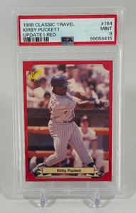 Kirby Puckett PSA 9 Mint Graded Slab 1988 Classic Travel Update I-Red #164 Minnesota Twins Baseball Card