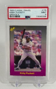 Kirby Puckett PSA 9 Mint Graded Slab 1989 Classic Travel Update II #176 Minnesota Twins Baseball Card