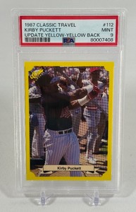 Kirby Puckett PSA 9 Mint Graded Slab 1987 Classic Travel Update Yellow #112 Minnesota Twins Baseball Card