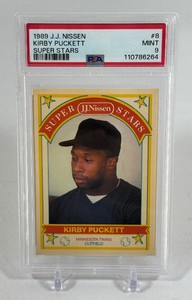 Kirby Puckett PSA 9 Mint Graded Slab 1989 JJ Nissen Super Stars #8 Minnesota Twins Baseball Card