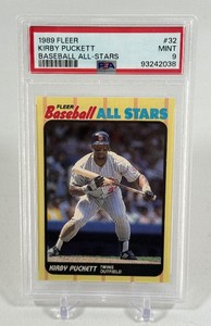 Kirby Puckett PSA 9 Mint Graded Slab 1989 Fleer Baseball All-Stars #32 Minnesota Twins Card