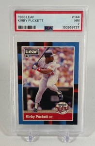 Kirby Puckett PSA 7 NM Graded Slab 1988 Leaf #144 Minnesota Twins Baseball Card
