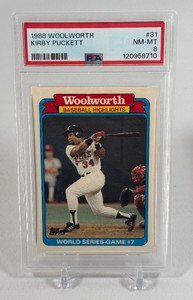Kirby Puckett PSA 8 NM-MT Graded Slab 1988 Woolworth #31 Minnesota Twins Baseball Card