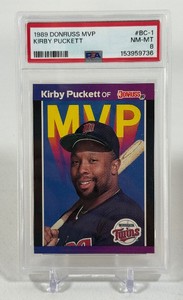Kirby Puckett PSA 8 NM-MT Graded Slab 1989 Donruss MVP #BC-1 Minnesota Twins Baseball Card