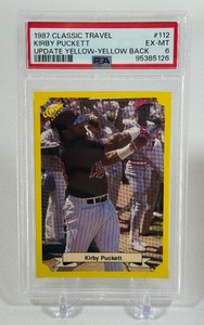Kirby Puckett PSA 6 EX-MT Graded Slab 1987 Classic Travek Ypdate Yellow #112 Minnesota Twins Baseball Card