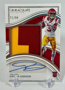 Jordan Addison RC RPA Auto 99 2023 Immaculate #9 Numbered 7199 Rookie Minnesota Vikings Football Card