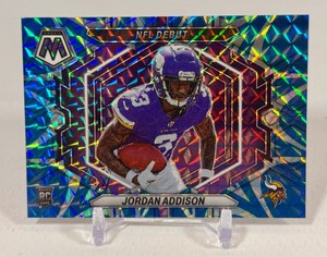 Jordan Addison RC Reactive Blue 2023 Mosaic #ND-14 Rookie Minnesota Vikings Football Card