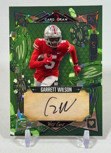 Garrett Wilson Auto 3 RC 2022 Wild Card 5 Card Draw Green #5CDM-69 Numbered 13 Rookie Football Card
