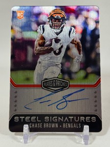 Chase Brown Auto RC 300 2023 Plates & Patches Rookie Steel Signatures #RSSCBR Numbered 255300 Football Card