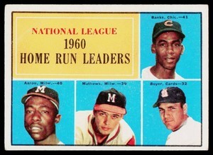1961 Topps NL HR Leaders w Hank Aaron and Ernie Banks #43 Vintage Baseball Card