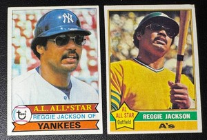 Reggie Jackson 2-Card Vintage Baseball Card Lot