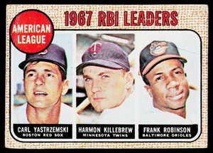 1968 Topps AL RBI Leaders Yastrzemski, Killebrew, Robinson 4 Vintage Baseball Card