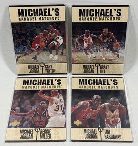 Michael Jordan 4-Card Oversized Michaels Marquee Matchups Basketball Lot