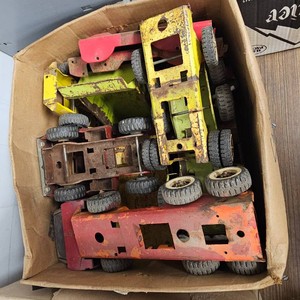 Huge-3 Box Lot of Pressed Steel Toys and Parts