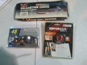 Deluxe tire chuck, safety glasses a...