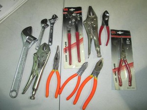 Vise grips, crescent wrenches, chan...