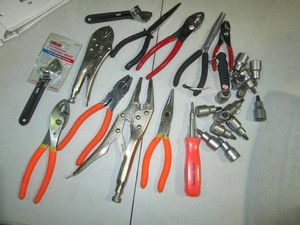 Vise grips, crescent wrenches, torx...