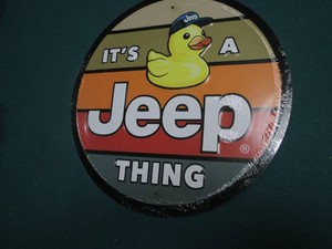 Round Jeep metal sign