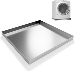 $116 Heavy Duty 304 Stainless Steel Washing Machine Pan, 32 x 32 x 2.5  Washing Drain Pan, Washing Machine Tray, Washer Pan, Floor & Wood Deck Protection, No Hole