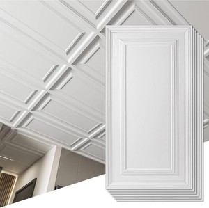 $120 Art3d 12-Pack Drop Ceiling Tiles 2x4 Ft, PVC Decorative Ceiling Covering Panels for Basement Kitchen Bathroom, 24x48 Inch, Cover 96 Sq. Ft, Smooth White