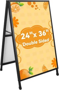 2 Pack Heavy Duty A-Frame Sign 24x36 Inch Double-Sided Sidewalk Sign, Foldable Metal Sandwich Board for Outdoor Use (Frame Only)