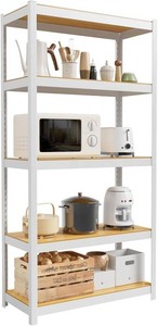 $130 Durstruct 5 Tier 36 W 16 D 72 H White Shelving Unit Adjustable Metal Storage Utility Rack Heavy Duty Shelves Organization Multipurpose Shelf Kitchen Garage Pantry Closet Bathroom
