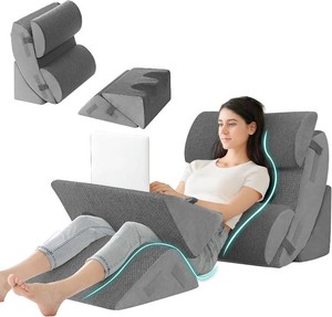 Hansleep Bed Wedge Pillow Set for After Surgery 6PCS, Post Surgery Pillow for Sleep Apnea and Acid Reflux Relief, Adjustable Reading Pillows Back Support with Memory Foam, Grey, 23