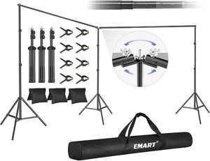 EMART Backdrop Stand, 20x7ft(WxH) Large Adjustable Background Support System with 308  Angle Rotatable Connector, 8 Clamps, 3 Sandbags and Carry Bag for Parties, Wedding, Photography Studio