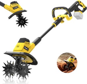 Cordless Garden Tiller Cultivator Compatible with Dewalt 20V MAX Battery, 360 RPM Electric Rototiller, 48 Steel Tines, 9.0 Tilling Width, 6.6 Depth, Rotary Tiller for LawnGardeningSoil(Tool Only)