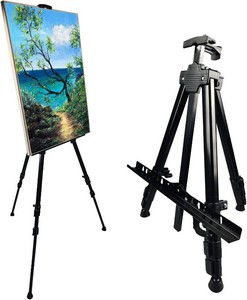 Art Painting Display Artist Easel Stand,Ns Jymb Portable Metal Adjustable Easels for Painting Canvases Height from 17 to 66 Inch - Carry Bag for Table-TopFloor Displaying and Wedding Signs - Black