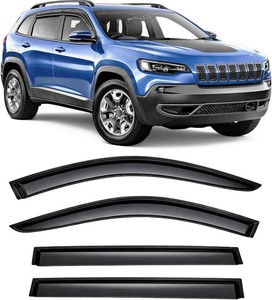 2014-2023 Tape-On Rain Guards for Jeep Cherokee Side Window Visor Deflectors, KL Latitude Altitude Limited Trailhawk X, Durable Tinted Vent Shades 2015 2016 2017 2018 2019 2020 2021 2022
