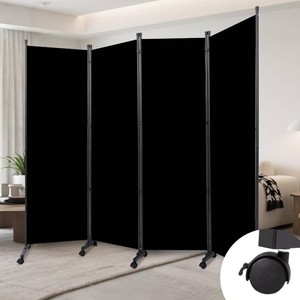 Folding Room Divider WWheels,Heavy Duty Base Privacy Screen Separator  360  smooth lockable rolling wheels,Freestanding wall divider,Easy to move ,Partition for room separation