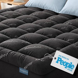 Niagara Sleep Solution Ultra Soft King Size Mattress Topper - Rayon Derived from Bamboo Pillow Top Mattress Pad for Back Pain Relief - Naturally Cooling for Hot Sleepers, Dark Gray