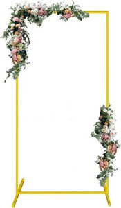 Wedding Arch, 6.6 FT x 3.3 FT Square Backdrop Stand for Ceremony, Gold Metal Arch Backdrop Stand for Parties, Balloon Arch Stand Backdrop for Anniversary, Birthday, Bridal, Baby Shower, Decoration