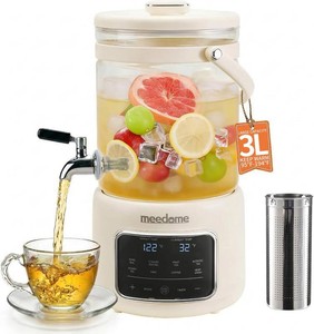 3L Electric Kettle & Beverage Dispenser with Infuser, Spigot - All-in-One Health Pot for Iced TeaCoffee, Temperature Control, Glass Pitcher - Home & Office Use