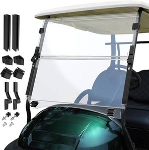 Upgraded Club Car Precedent Windshield,Golf Cart Windshield for PrecedentTempoOnward (2004-Up)  Heavy Duty Hinges, Foldable, Anti-UV & Impact Resistant, 5MM Thick PC Material, 37.6W X 33.2H