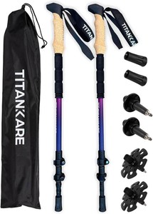 Collapsible Lightweight Trekking Poles   Walking Sticks for Seniors, Cork Grips Adjustable Carbon Fibre Nordic Poles for Men, Women, Hiking Ultralight for Backpacking or Camping  Carbon Pro