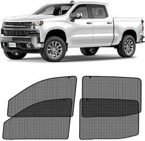 CLIM ART Magnetic Car Window Shades for Chevy Silverado 1500 2019-2026 Crew Cab   Custom-Fit Sun Blocker Curtains, Side Window Covers, Essential Car Accessories for Camping, Privacy Protection- MS0304
