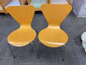 Pair of Bentwood Cafe Dining Chairs Chrome Legs Beech Finish